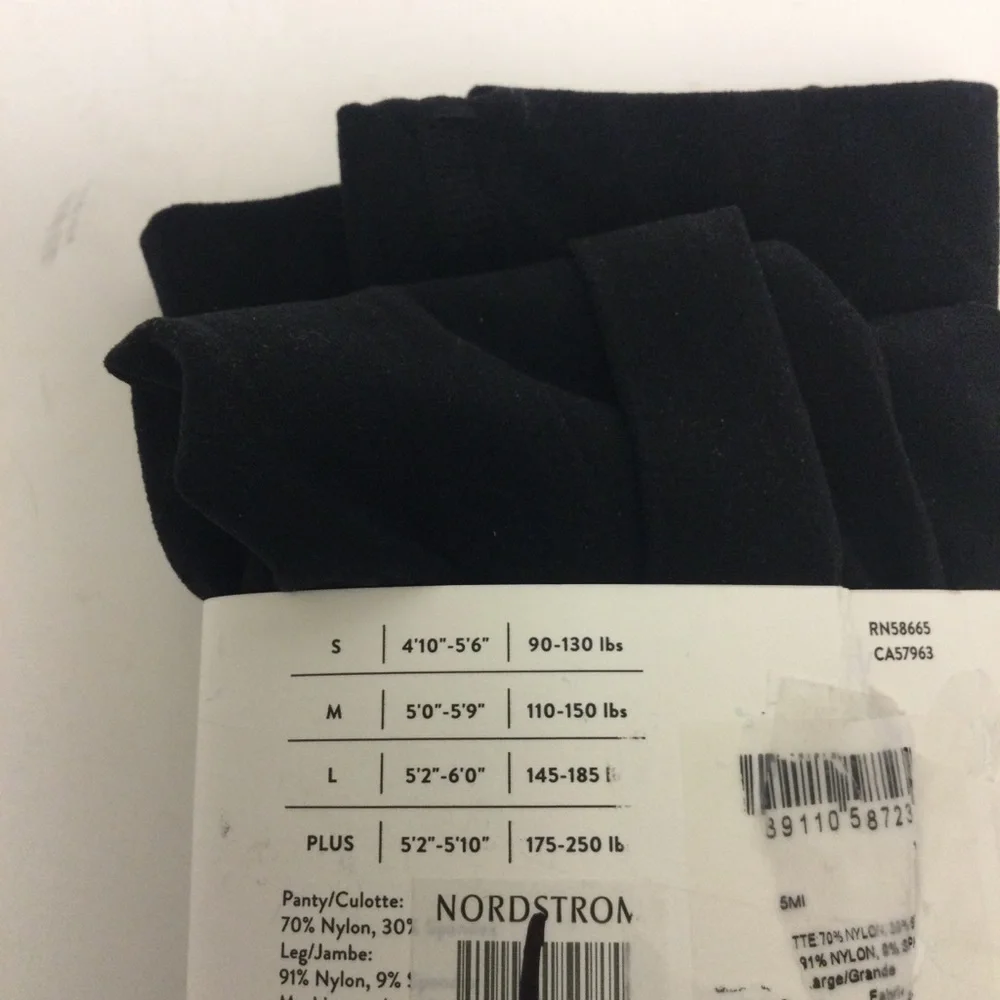 NORDSTROM HIGH-RISE OPAQUE TIGHTS CONTROL TOP BLACK SIZE MEDIUM NWT.